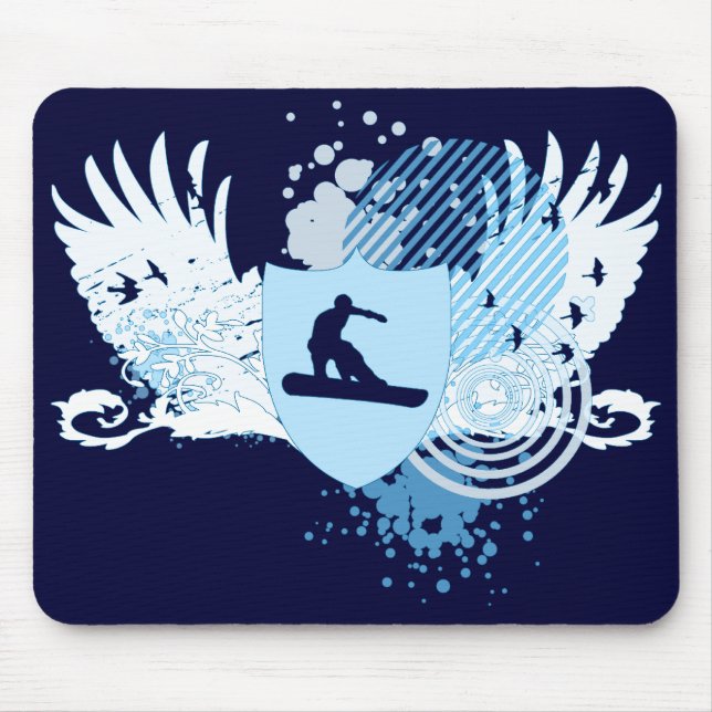 hi-fi snowboarding. traced in blue. mouse pad (Front)