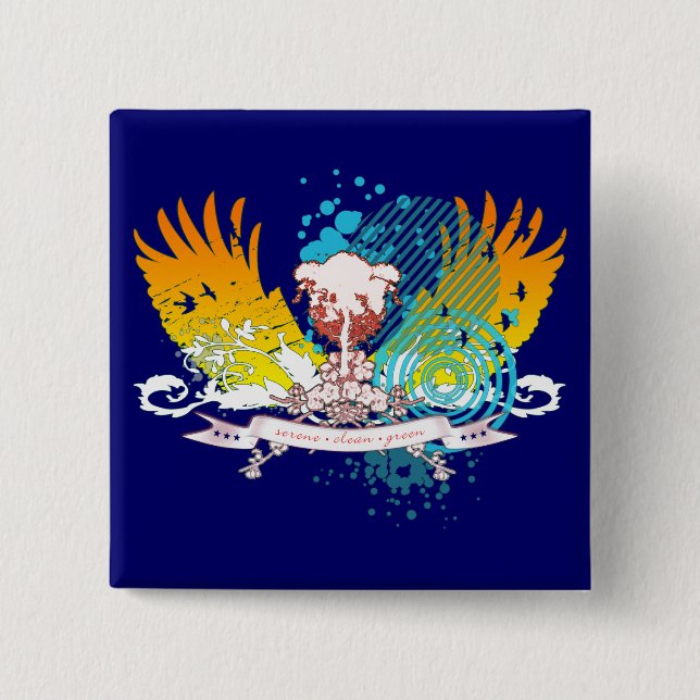 hi-fi tree. 15 cm square badge (Front)