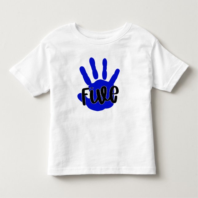 Hi Five Fifth Birthday Boy- 5th Birthday  Toddler T-Shirt (Front)