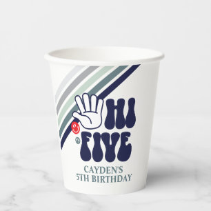 HI FIVE Retro Stripe blue Paper Cups