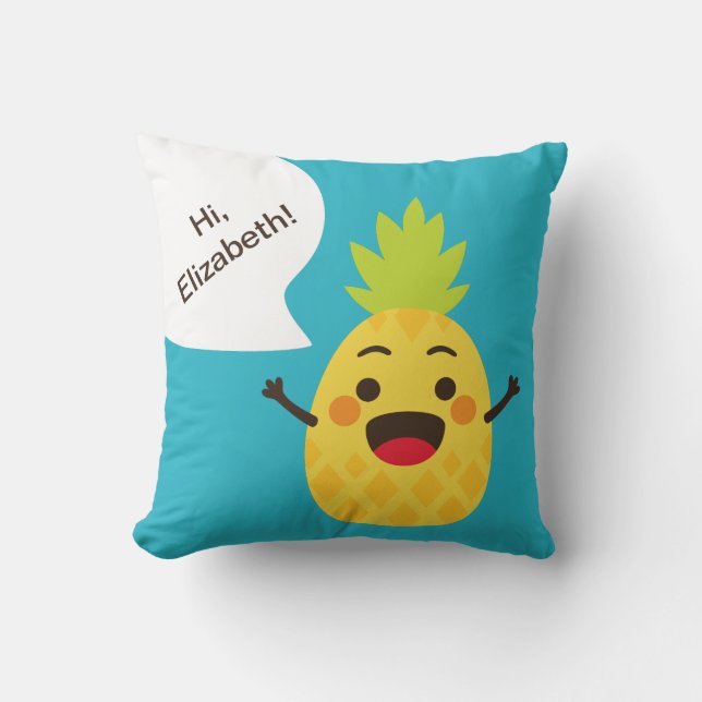 Hi Friends! Pineapple Illustration Cushion (Front)