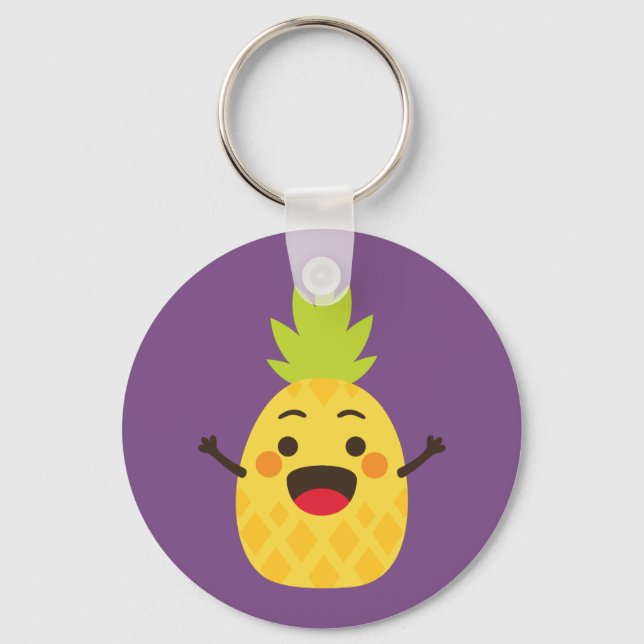 Hi Friends! Pineapple Illustration Key Ring (Front)