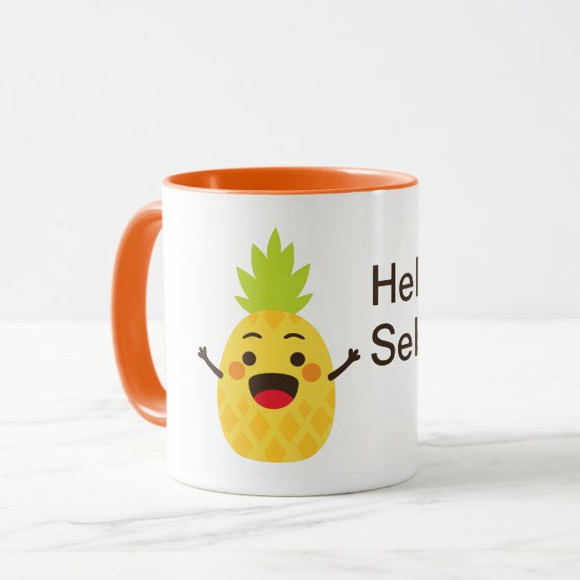 Hi Friends! Pineapple Illustration Mug (Front Left)
