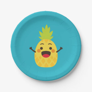 Hi Friends! Pineapple Illustration Paper Plate