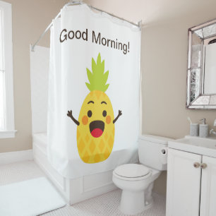 Hi Friends! Pineapple Illustration Shower Curtain
