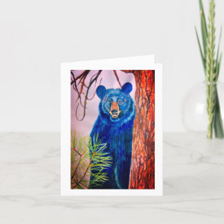 Hi from Black Bear Watercolor painting by Eugenia Thank You Card