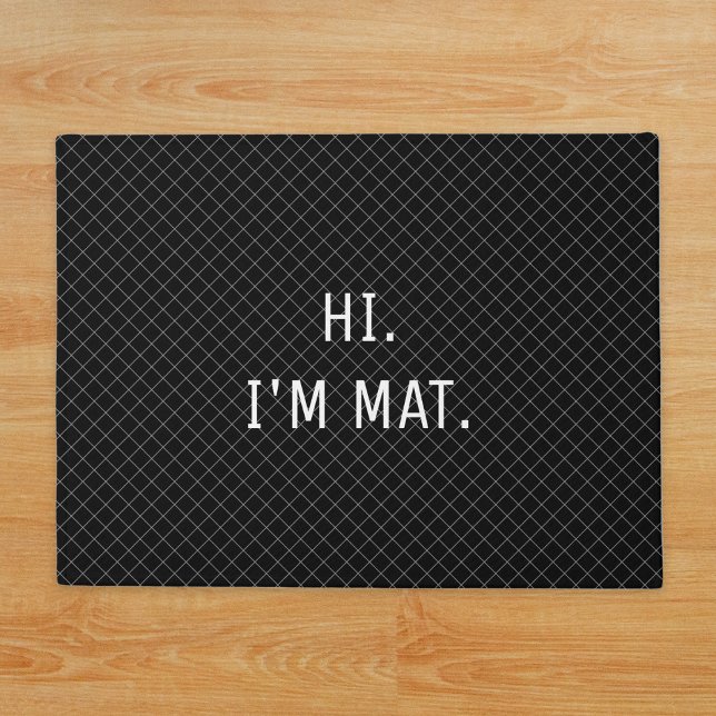 Hi Funny Humour Modern Black Chequered Entrance Doormat (Hi Funny Humor Modern Black Checkered Entrance Doormat)