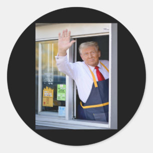 Hi Get Your Burger Donald Trump Cooks Fries Worker Classic Round Sticker