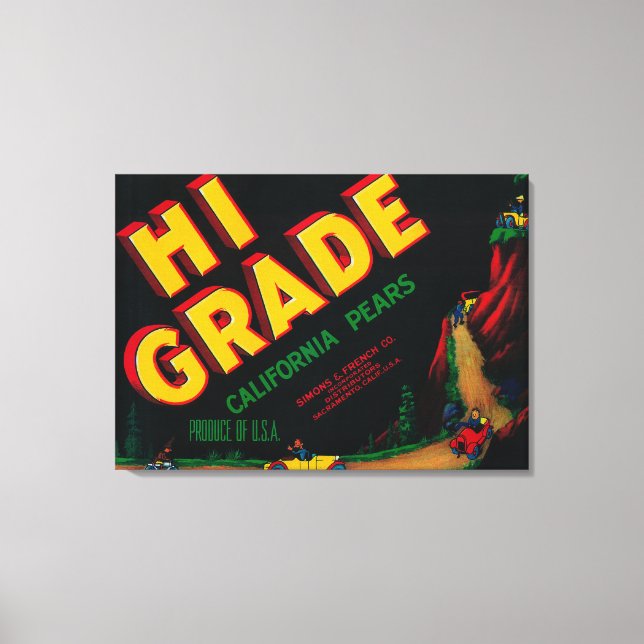 Hi Grade Pear Crate Label Canvas Print (Front)