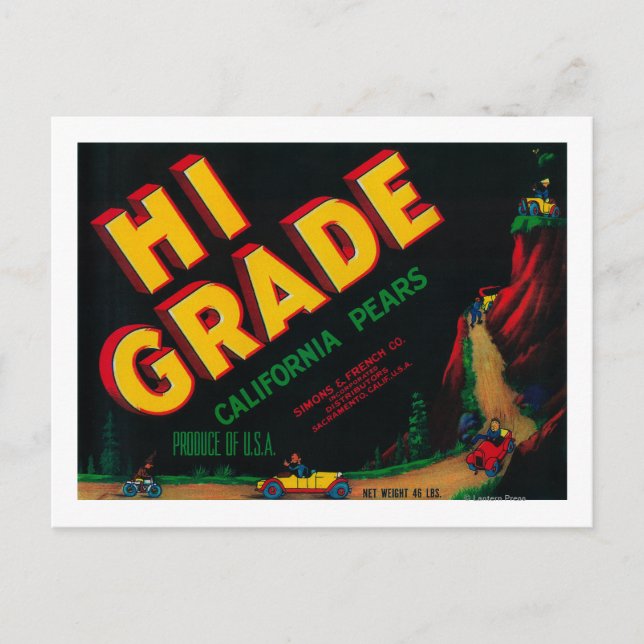Hi Grade Pear Crate Label Postcard (Front)