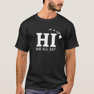 HI Hawaii 808 All Day Hawaiian Vintage T Oahu Maui T-Shirt
