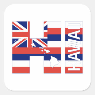 HI Hawaii Islands Hawaiian Flag Square Sticker