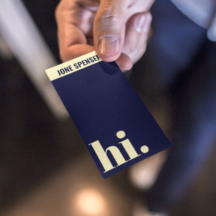 Hi Hello Stylish Trendy Simple Blue & Beige Casual Business Card
