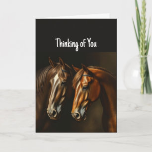 Hi Hello Thinking of You Horses Animal Art Card