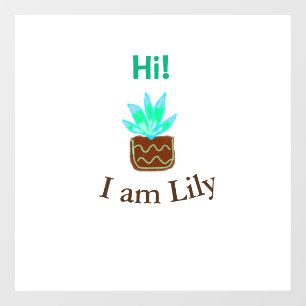 Hi I am Lily cactus succulent add name watercolor 