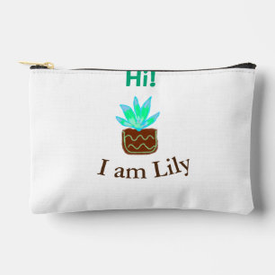 Hi I am Lily cactus succulent add name watercolor Accessory Pouch