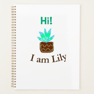 Hi I am Lily cactus succulent add name watercolor Planner