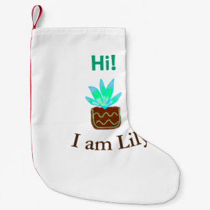 Hi I am Lily cactus succulent add name watercolor Small Christmas Stocking