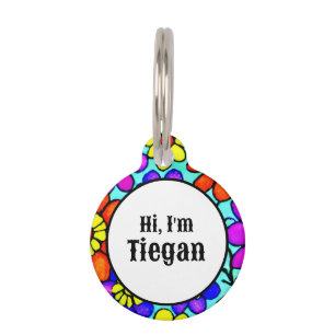 Hi! I'm (Add Name) Personalised Floral Pet Tag