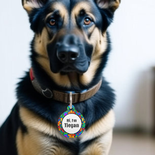Hi! I'm (Add Name) Personalised Floral  Pet Tag