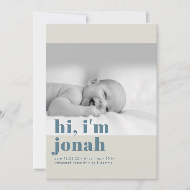 hi, i'm baby invitation (Front)