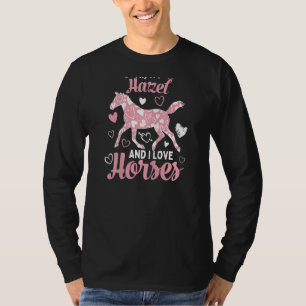 Hi I'm Hazel And I Love Horses  Cute Heart Pattern T-Shirt