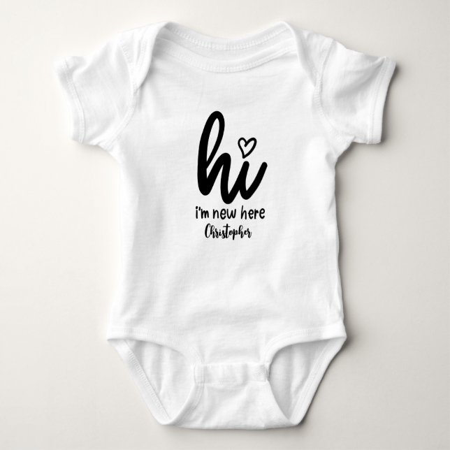 Hi, I'm New Here Baby  Bodysuit (Front)