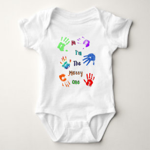 Hi I'm The Messy One - Paint Handprints Baby Bodysuit