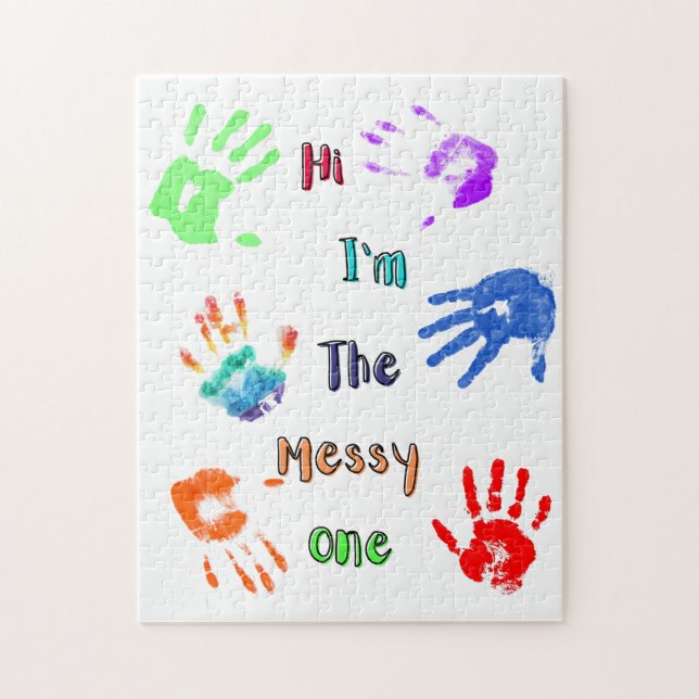 Hi I'm The Messy One - Paint Handprints Jigsaw Puzzle (Vertical)