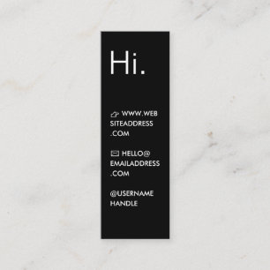 Hi Modern Minimal Black & White Mini Business Card