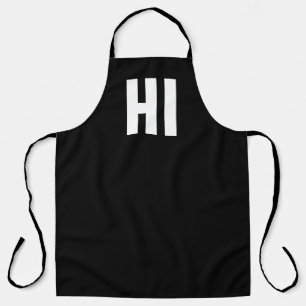 'HI' Modern Minimalist Black and White Apron