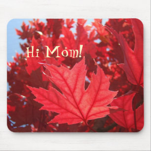 Hi Mum! mousepad Red Autumn Tree Leaves custom