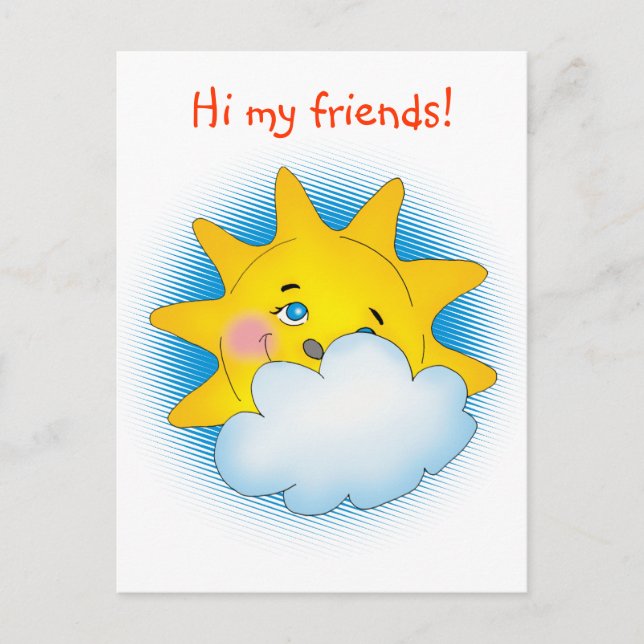 Hi my friends! - Postcard template (Front)