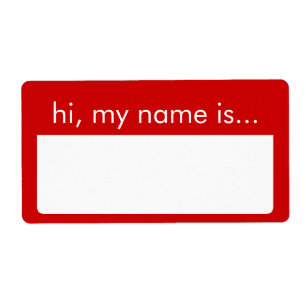 Hi, My Name is, Red Name Tag Labels