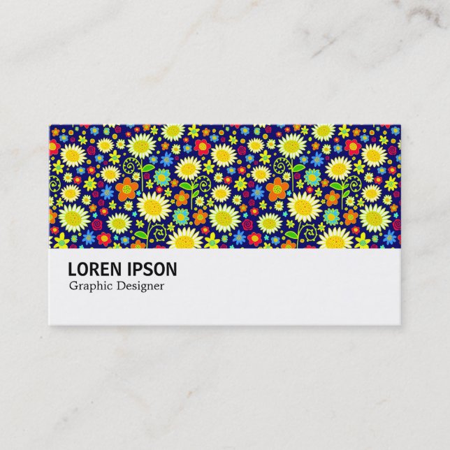 Hi-Phi - 0116 - Spring Flowers - Deep Navy Business Card (Front)