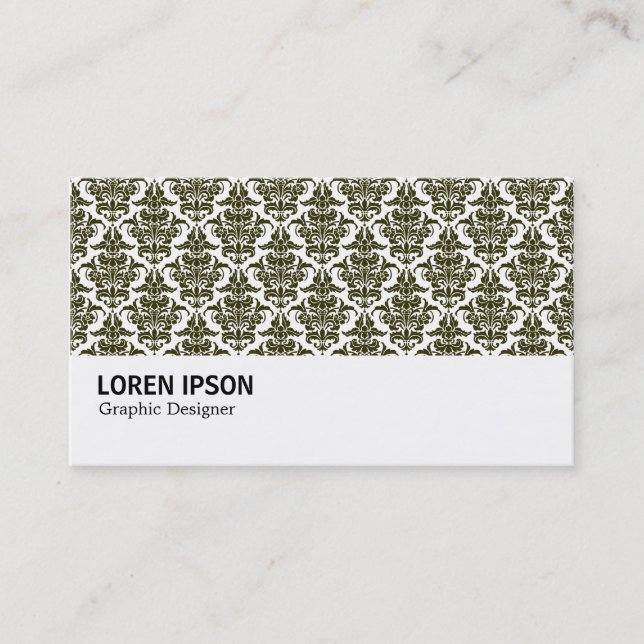 Hi-Phi - 0233 Dark Olive Damask Business Card (Front)