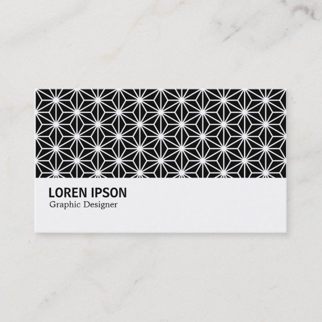 Hi-Phi - Asanoha Pattern - White on Black Business Card (Front)