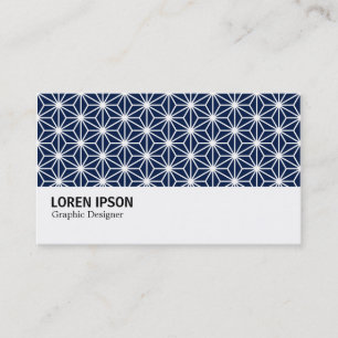 Hi-Phi - Asanoha Pattern - White on Dk Blue 001744 Business Card