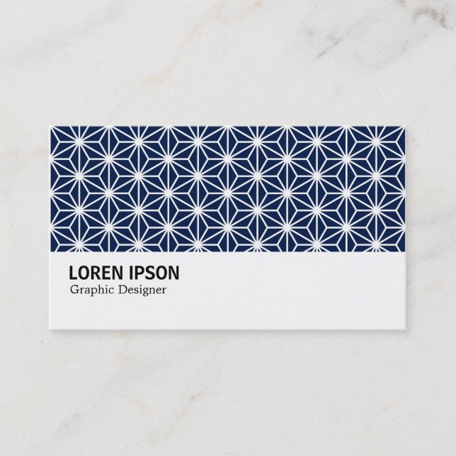 Hi-Phi - Asanoha Pattern - White on Dk Blue 001744 Business Card (Front)