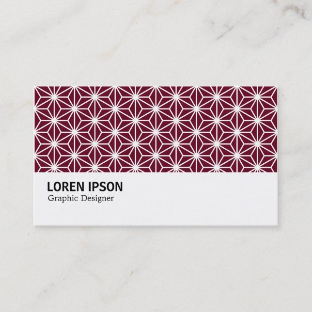 Hi-Phi - Asanoha Pattern - White on Dp Crimson Business Card (Front)