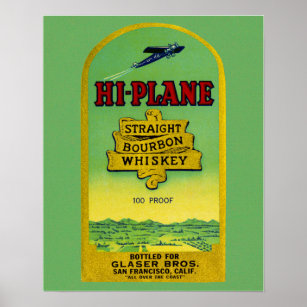 Hi-Plane Straight Bourbon Whiskey packing label Poster