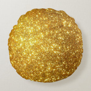 Hi-res golden grunge background, raster illustrati round cushion