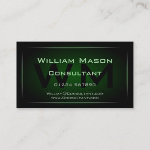 Hi-Res Green Monogram Professional Business Card