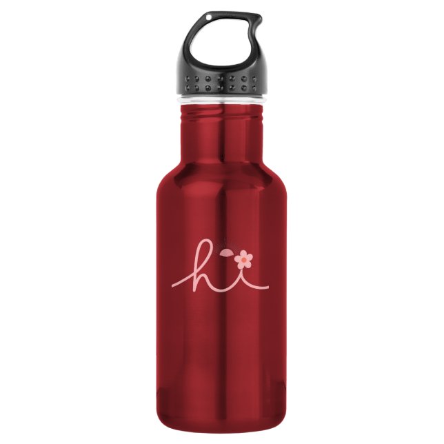 "hi" Script Mountain Sunset Design 532 Ml Water Bottle (Front)