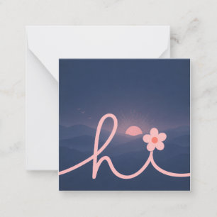 "hi" Script Mountain Sunset Design Card