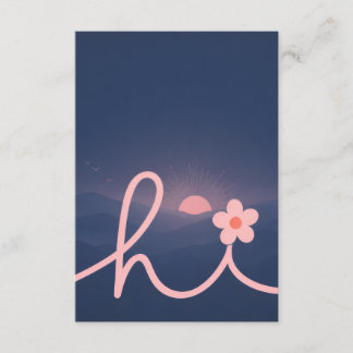 "hi" Script Mountain Sunset Design Enclosure Card