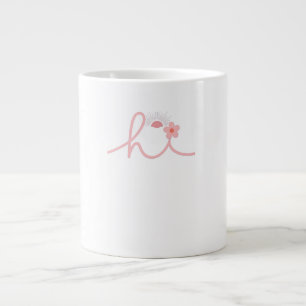 "hi" Script Mountain Sunset Design Large Coffee Mug