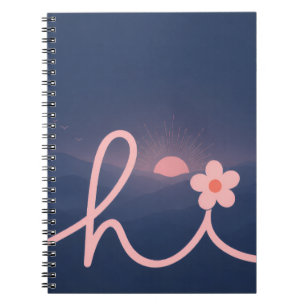 "hi" Script Mountain Sunset Design Notebook