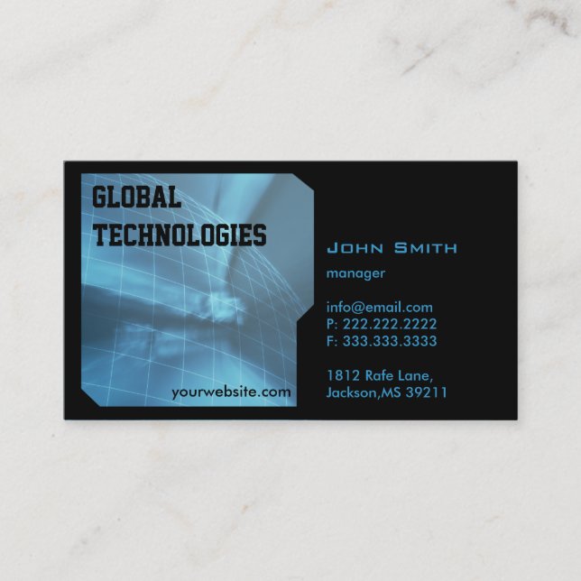 Hi-tech Digital Earth Technologies business card (Front)
