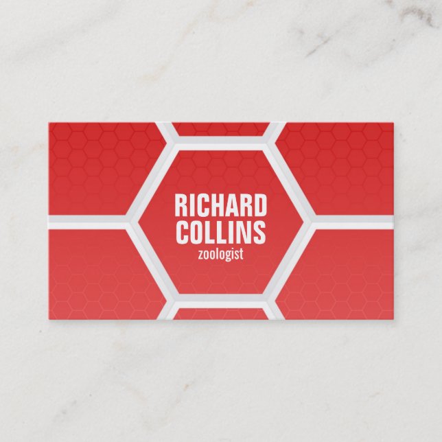 Hi-Tech Honeycomb Pattern - Red Business Card (Front)